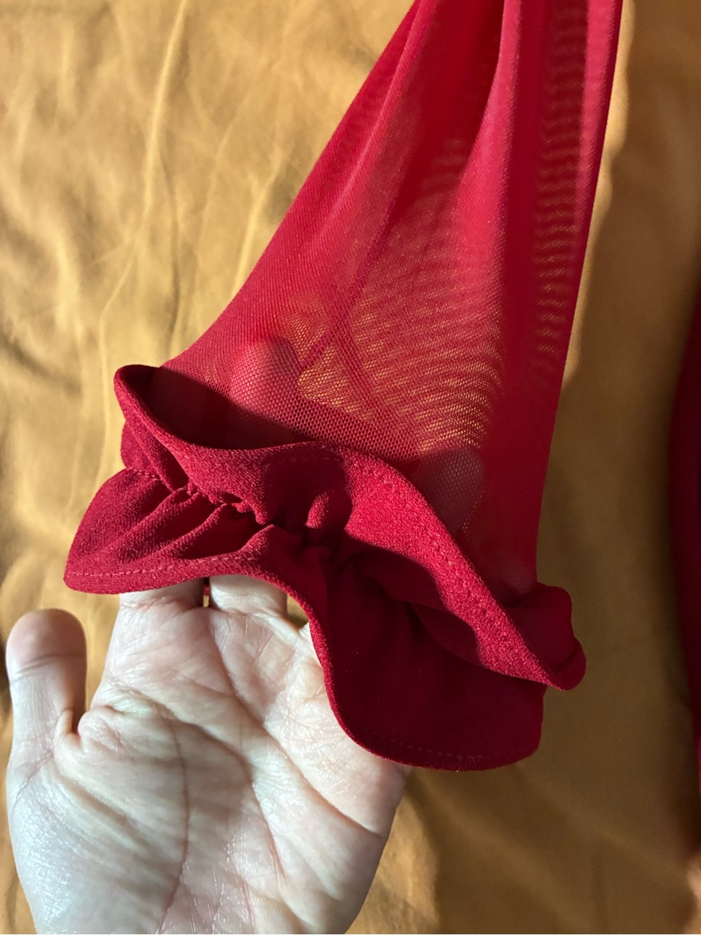 Off-Shoulder Ruffle Bodycon Dress in Red - Picture 3 of 3
